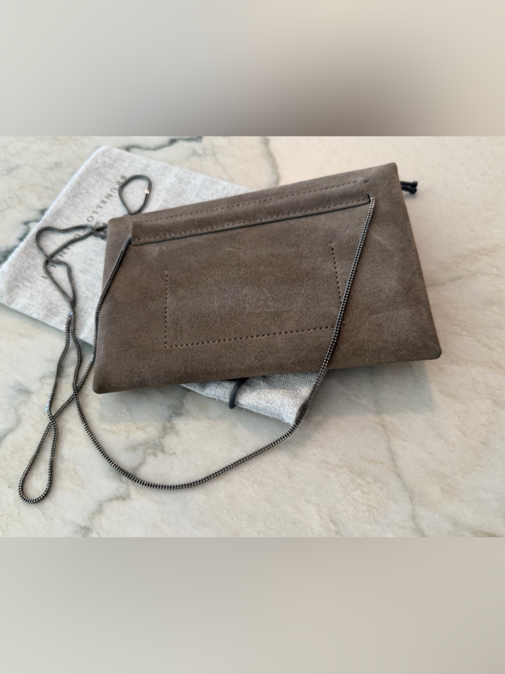 Brunello Cucinelli Gray Suede and Leather Tote - Picture 2 of 5